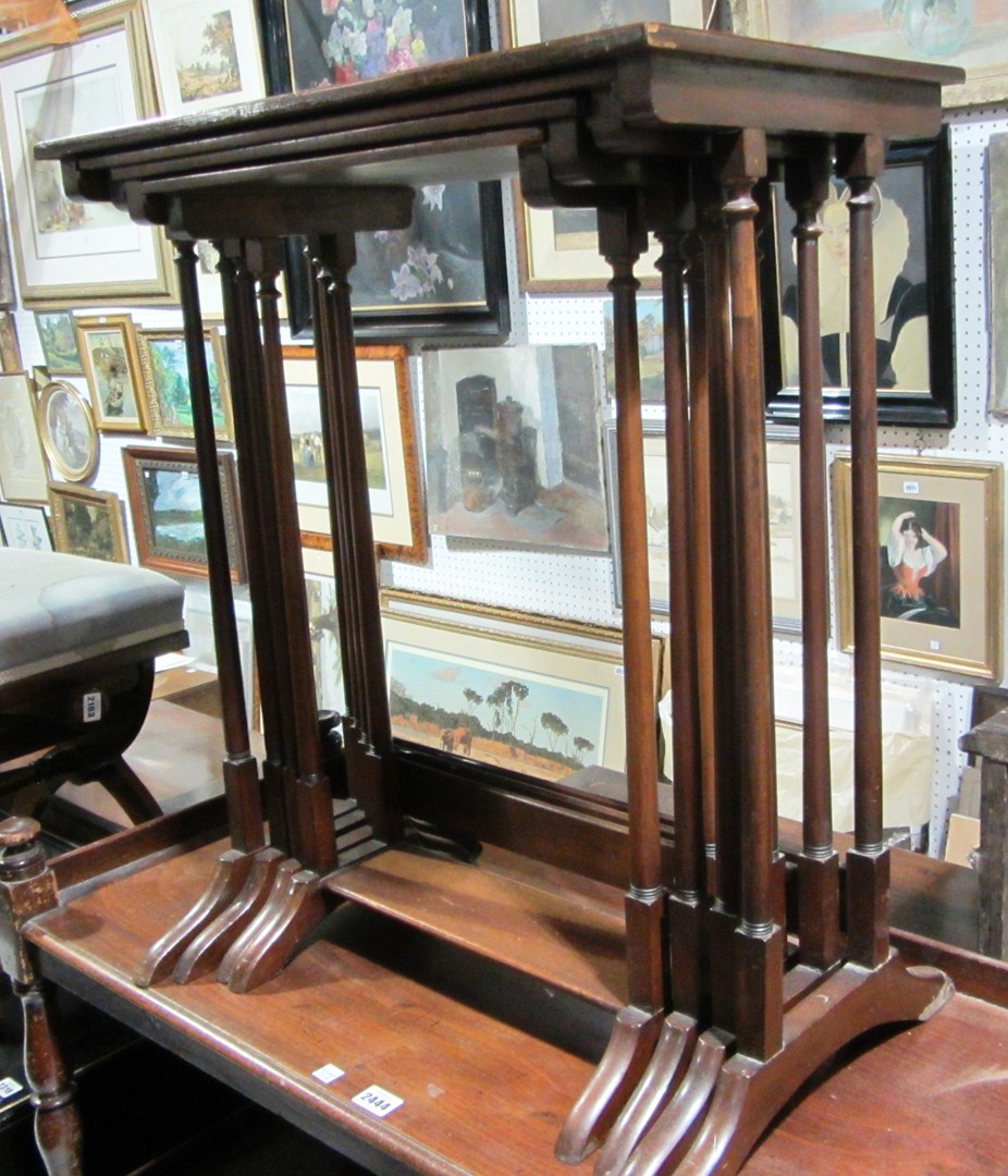 Appraisal: A set of four th century mahogany nesting tables with