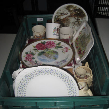 Appraisal: Tray of various pottery to include various plates Beakers old