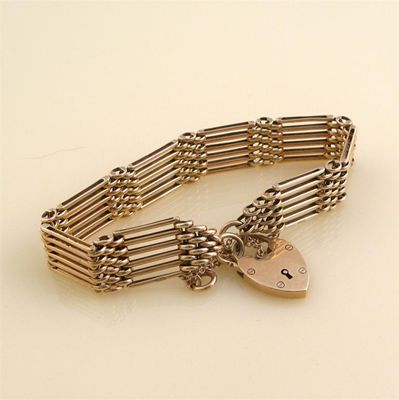 Appraisal: A ct gold fancy gate link bracelet With ct gold