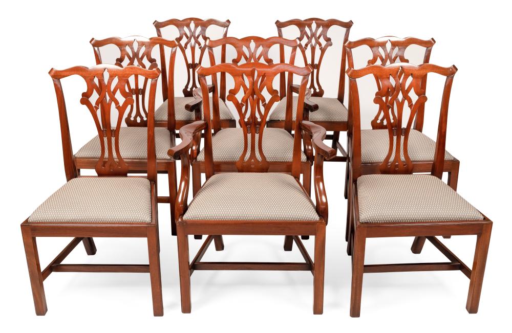 Appraisal: SET OF EIGHT CHIPPENDALE-STYLE DINING CHAIRS EARLY TO MID- TH