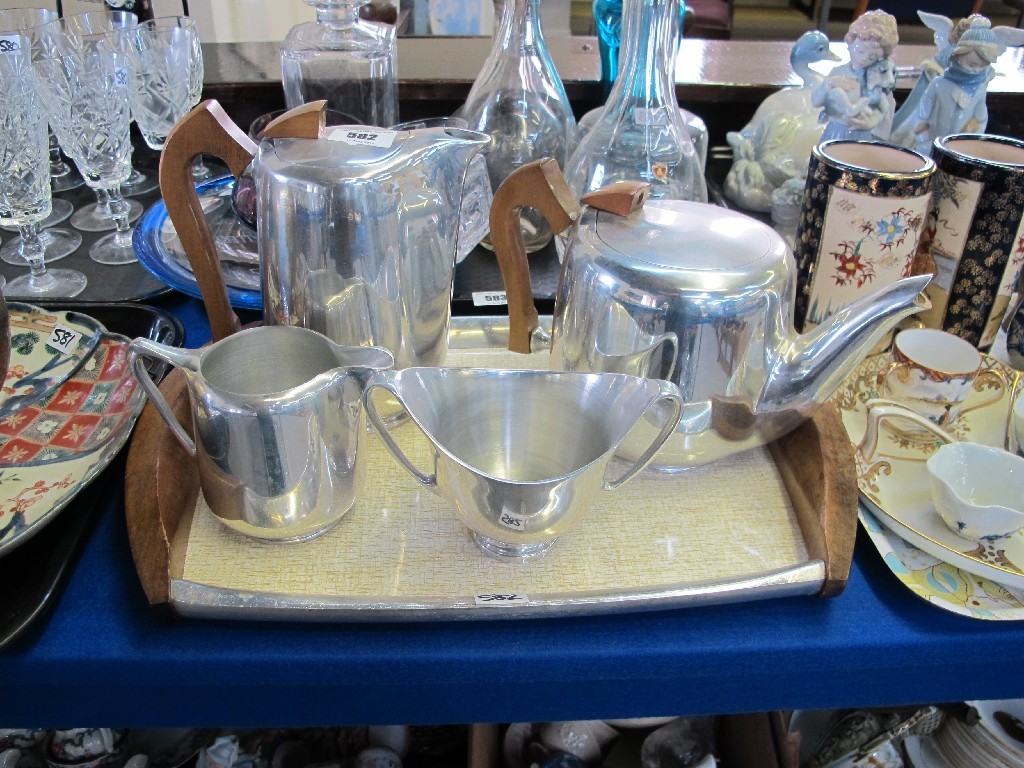 Appraisal: Four piece Picquot Ware tea service on tray