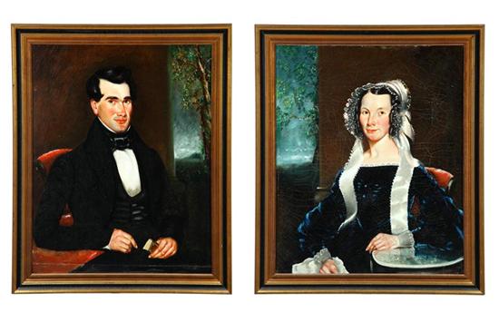 Appraisal: PAIR OF PORTRAITS AMERICAN SCHOOL TH CENTURY Oil on canvas