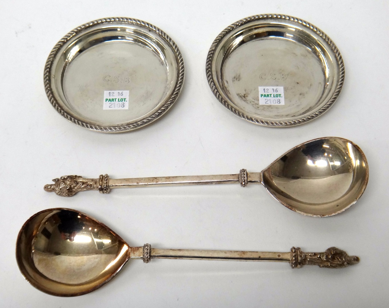 Appraisal: A pair of silver circular dishes each initial engraved and