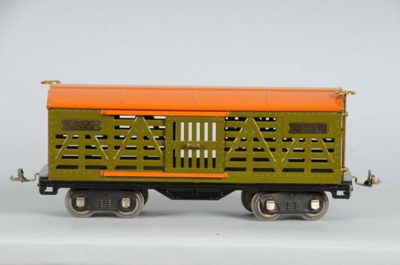 Appraisal: Lionel No Standard Gauge Cattle Car Description Early colors with