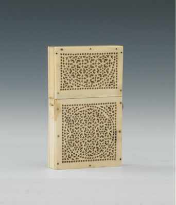 Appraisal: A Carved and Pierced Ivory or Bone Card Case Apprx