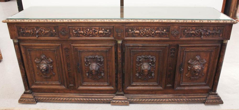 Appraisal: LARGE BAROQUE STYLE SIDEBOARD Continental th century elements having four