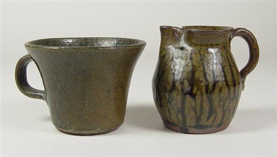 Appraisal: Two Pieces of Hewell Family Pottery pitcher by Nathaniel Hewell