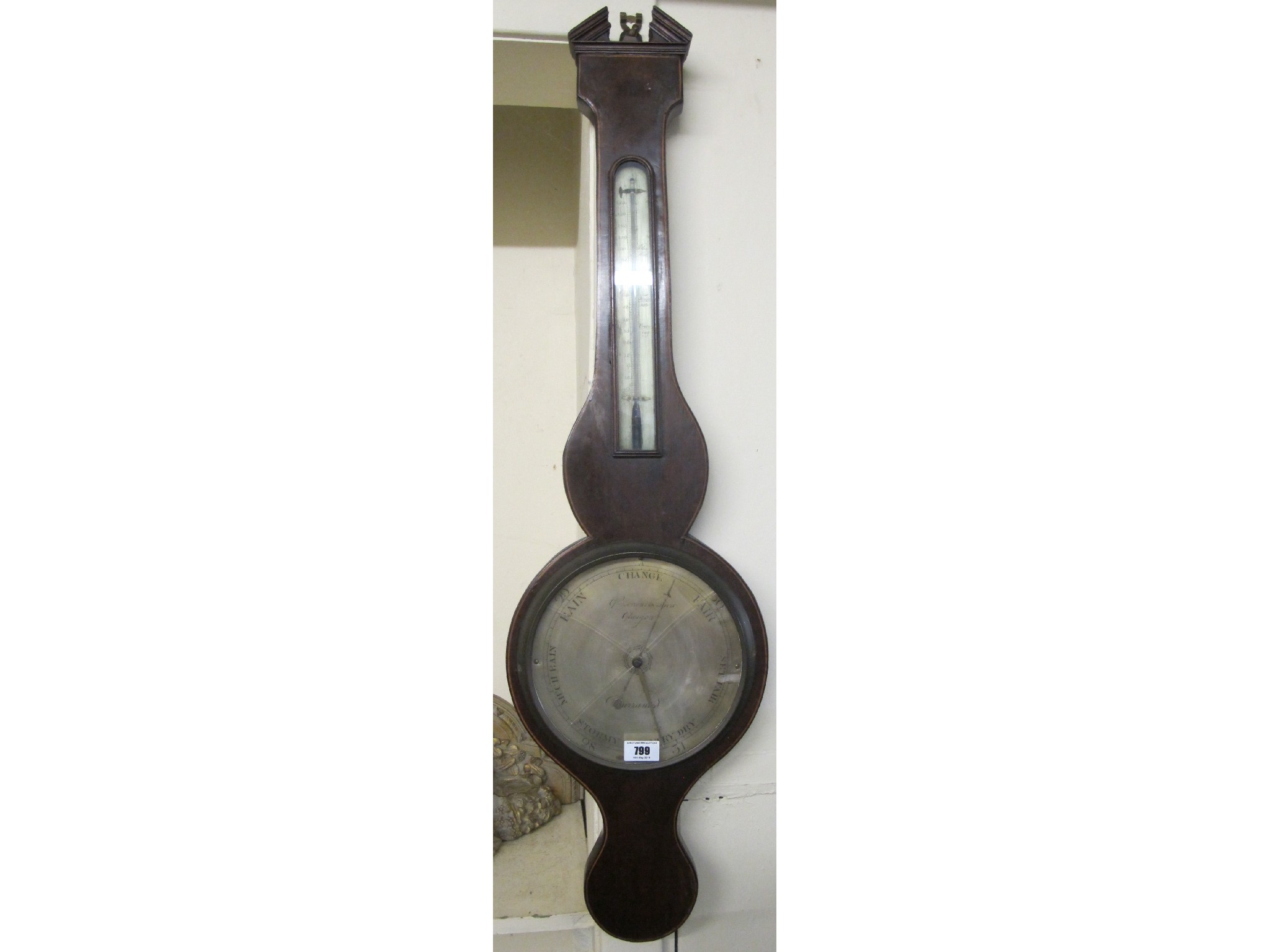 Appraisal: A George III mahogany wheel barometer by A G Lenoni