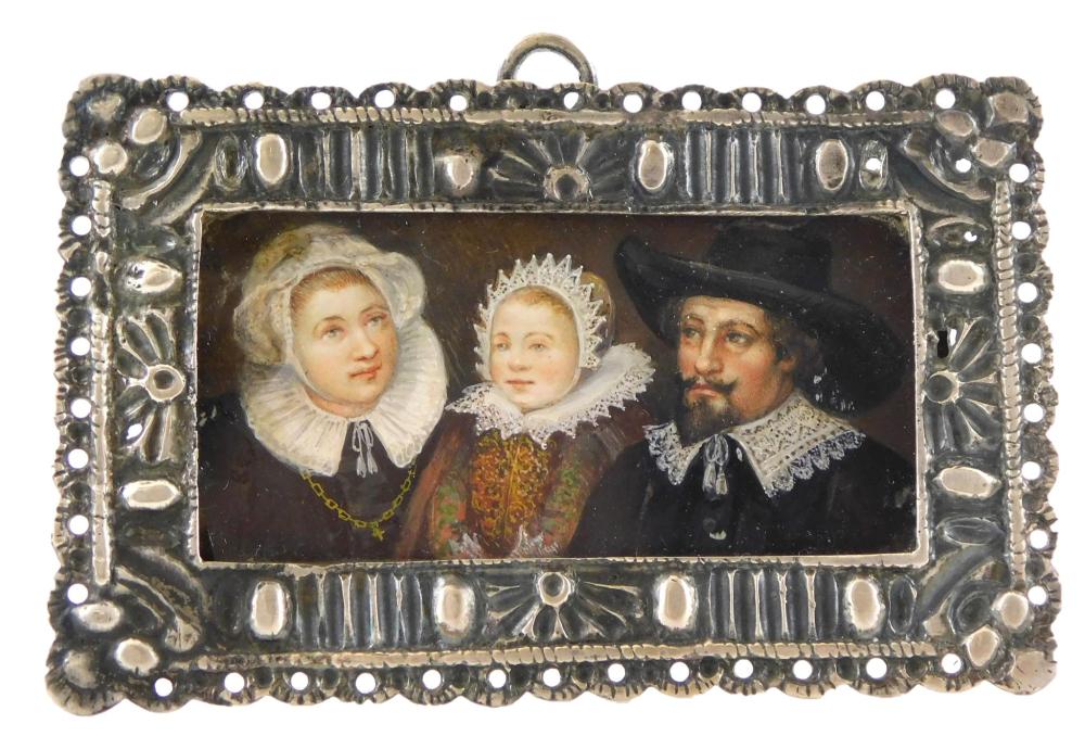 Appraisal: MINIATURE Family rectangular support likely mother child father in early