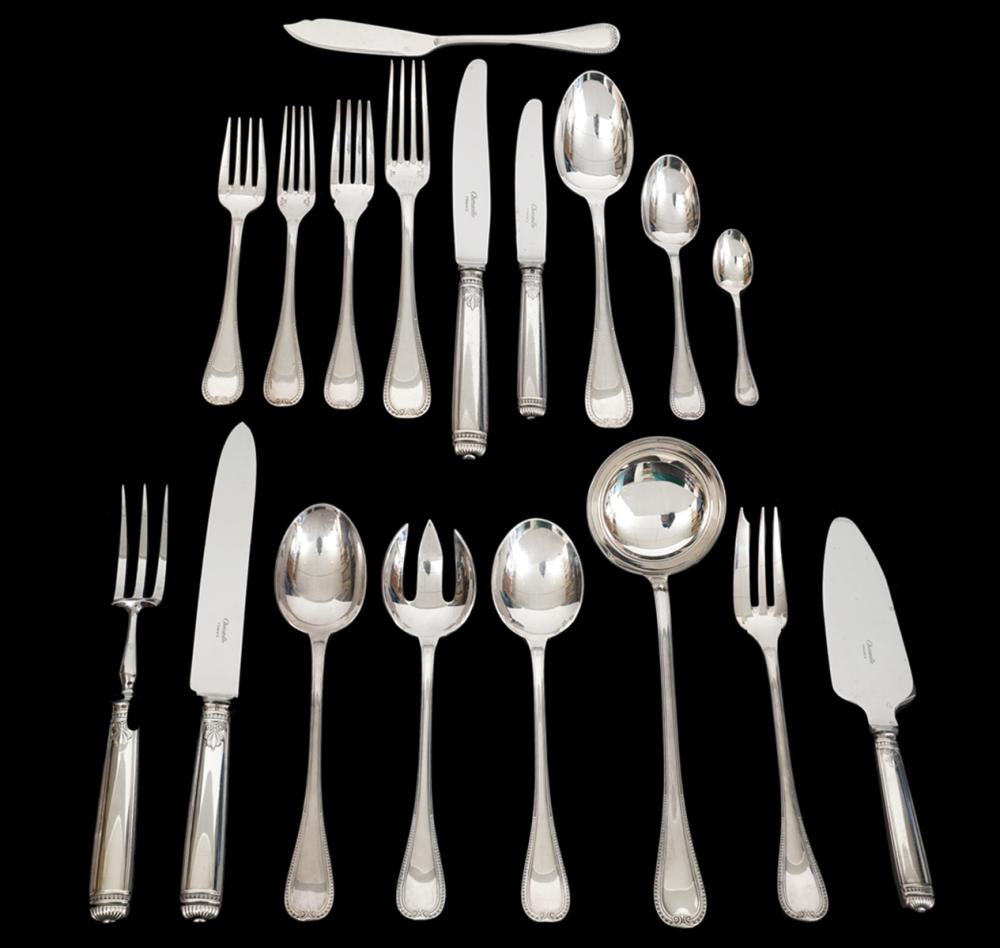 Appraisal: PCS CHRISTOFLE 'MALMAISON' PATTERN FLATWAREChristofle silver plate flatware set Malmaison