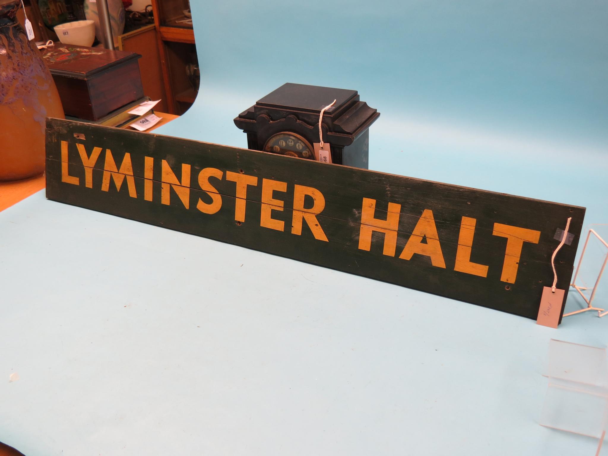 Appraisal: A Southern Railway station sign Lyminster Halt painted wood in