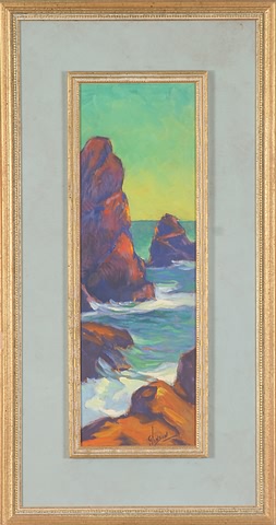 Appraisal: Water and rocks coastal scene oil on masonite x sight