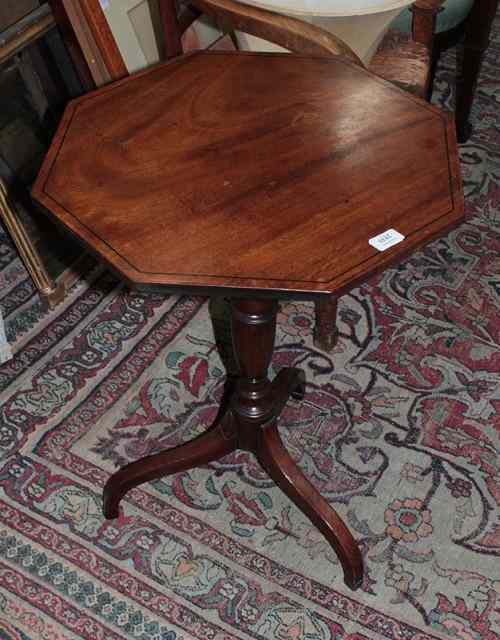 Appraisal: A REGENCY MAHOGANY OCTAGONAL TRIPOD TABLE with ebony line inlay