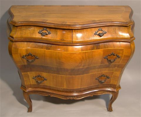 Appraisal: ITALIAN STYLE BOMBE SHAPED CHEST the top with scrolling shaped