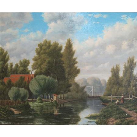 Appraisal: J P de Wolf th Century River Landscape Estimate -