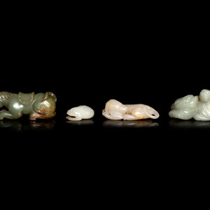 Appraisal: Four Chinese Jade Carvings of Animals the first a recumbent