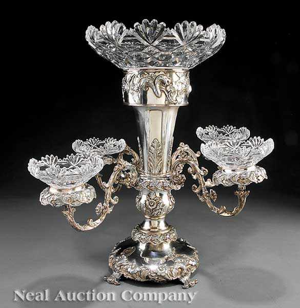 Appraisal: An Antique English Silverplate Epergne in the Rococo Taste -