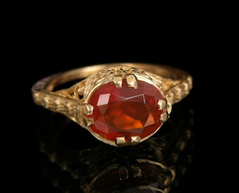 Appraisal: An Antique Style Mexican Fire Opal Ring k yellow gold