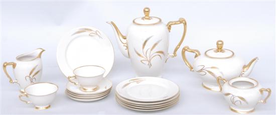 Appraisal: HEINRICH GERMAN PARCEL GILT DECORATED TEA SET In a wheat