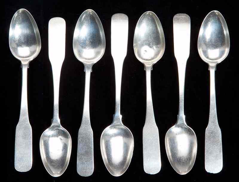 Appraisal: Set of Seven Virginia Coin Silver Spoonseach stamped ''W Cowan''