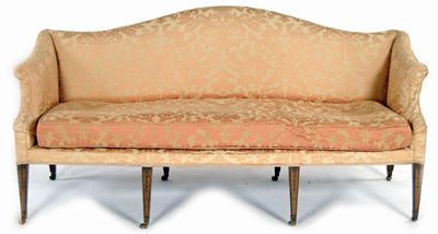 Appraisal: An Adam style settee the arched back with scroll arms