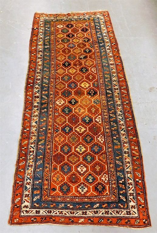 Appraisal: Caucasian Geometric Carpet Runner Caucasian Geometric Carpet Runner Condition Wear