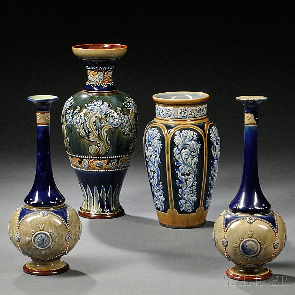 Appraisal: Four Doulton Lambeth Stoneware Vases England late th century an