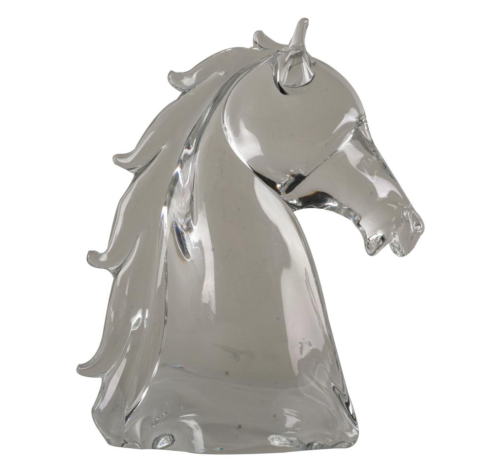 Appraisal: MOLDED GLASS HORSE BUSTappears unsigned Provenance The Terry and Debbi