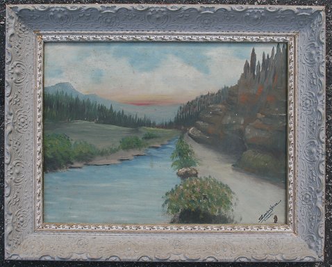 Appraisal: STANDING BEAR WESTERN RIVER LANDSCAPE OIL B '' x ''