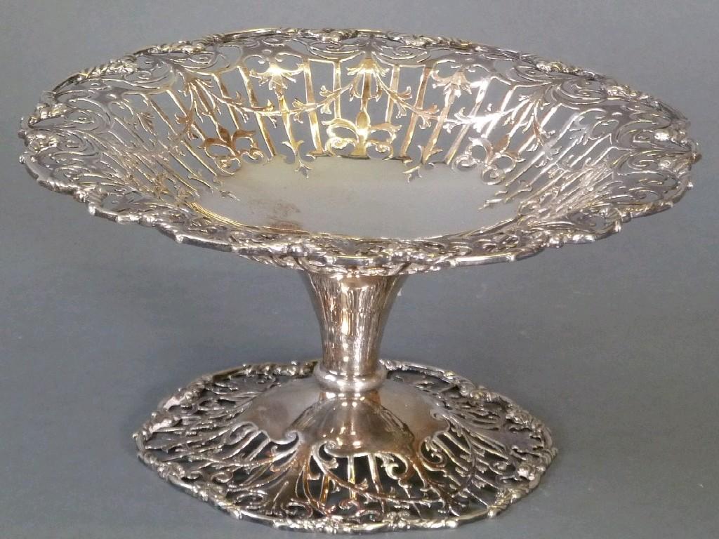 Appraisal: GEORGE V PIERCED SILVER PEDESTAL BON BON DISH by George