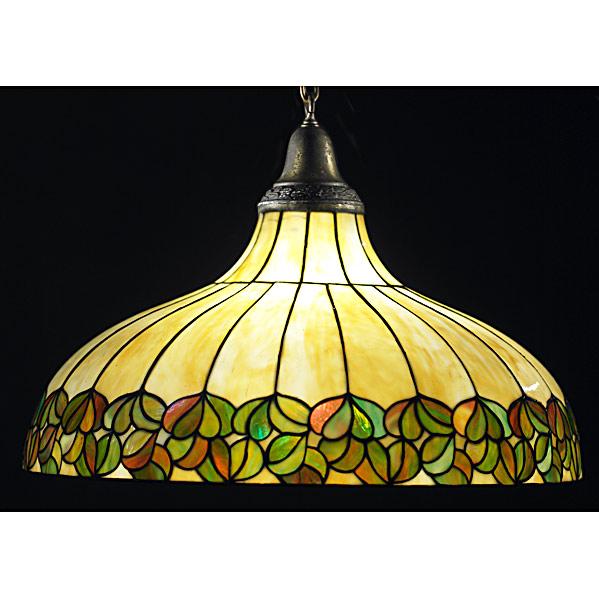 Appraisal: BRADLEY HUBBARDLeaded glass chandelierRaised B H on socketShade x total