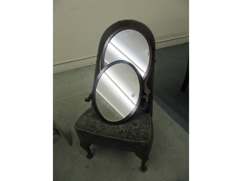 Appraisal: Mahogany swing dressing mirror wall mirror and chair