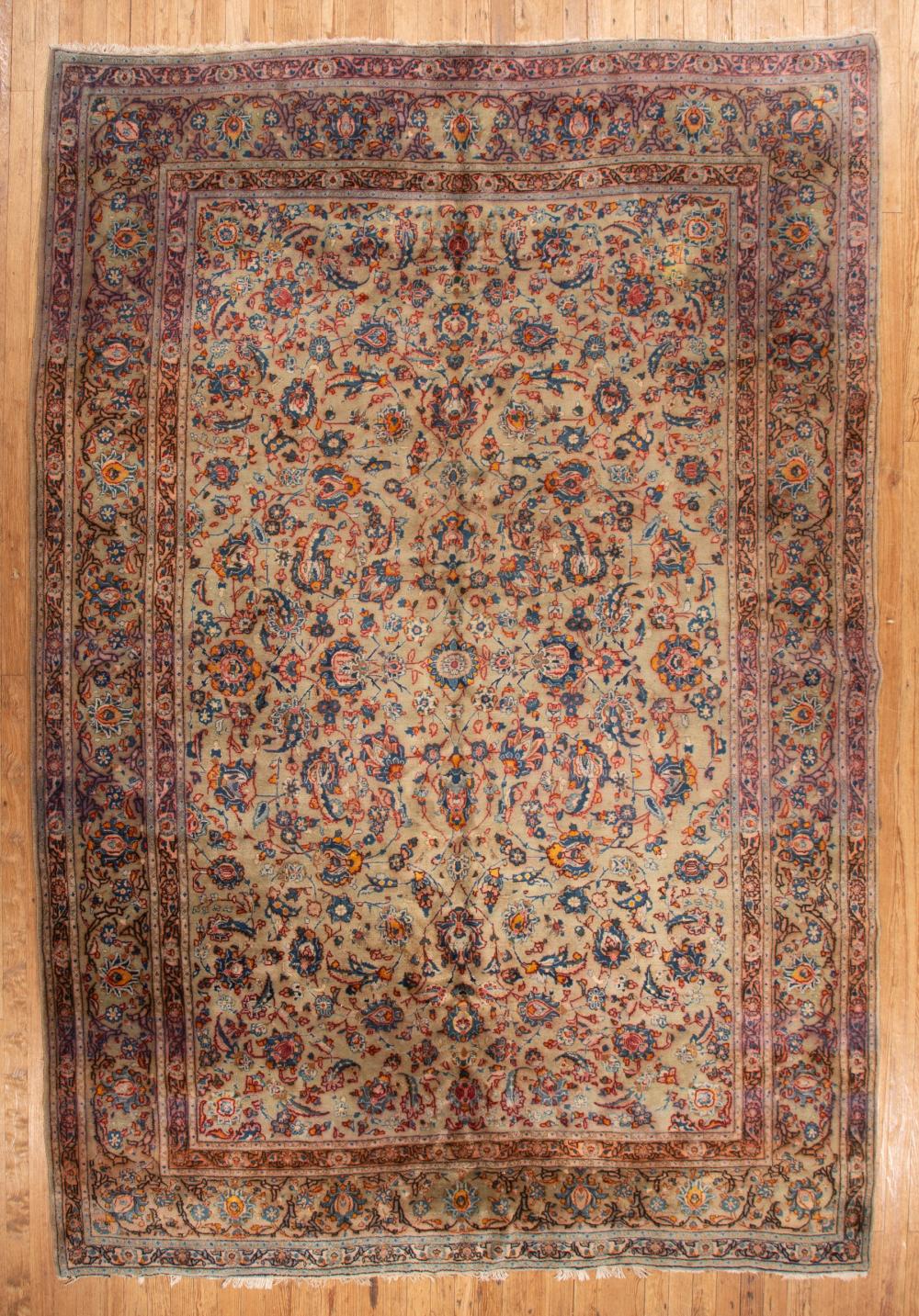 Appraisal: Persian Carpet light blue ground overall foliate design ft in