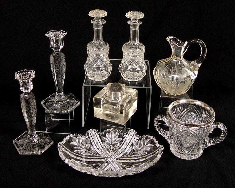 Appraisal: ESTATE COLLECTION CUT AND ETCHED GLASS To include signed LIBBY