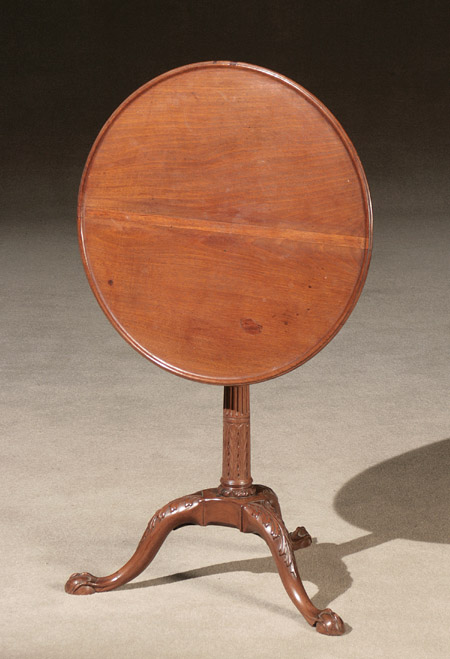 Appraisal: George III Mahogany Tilt-Top Tripod Tea Table Predominantly Last Quarter