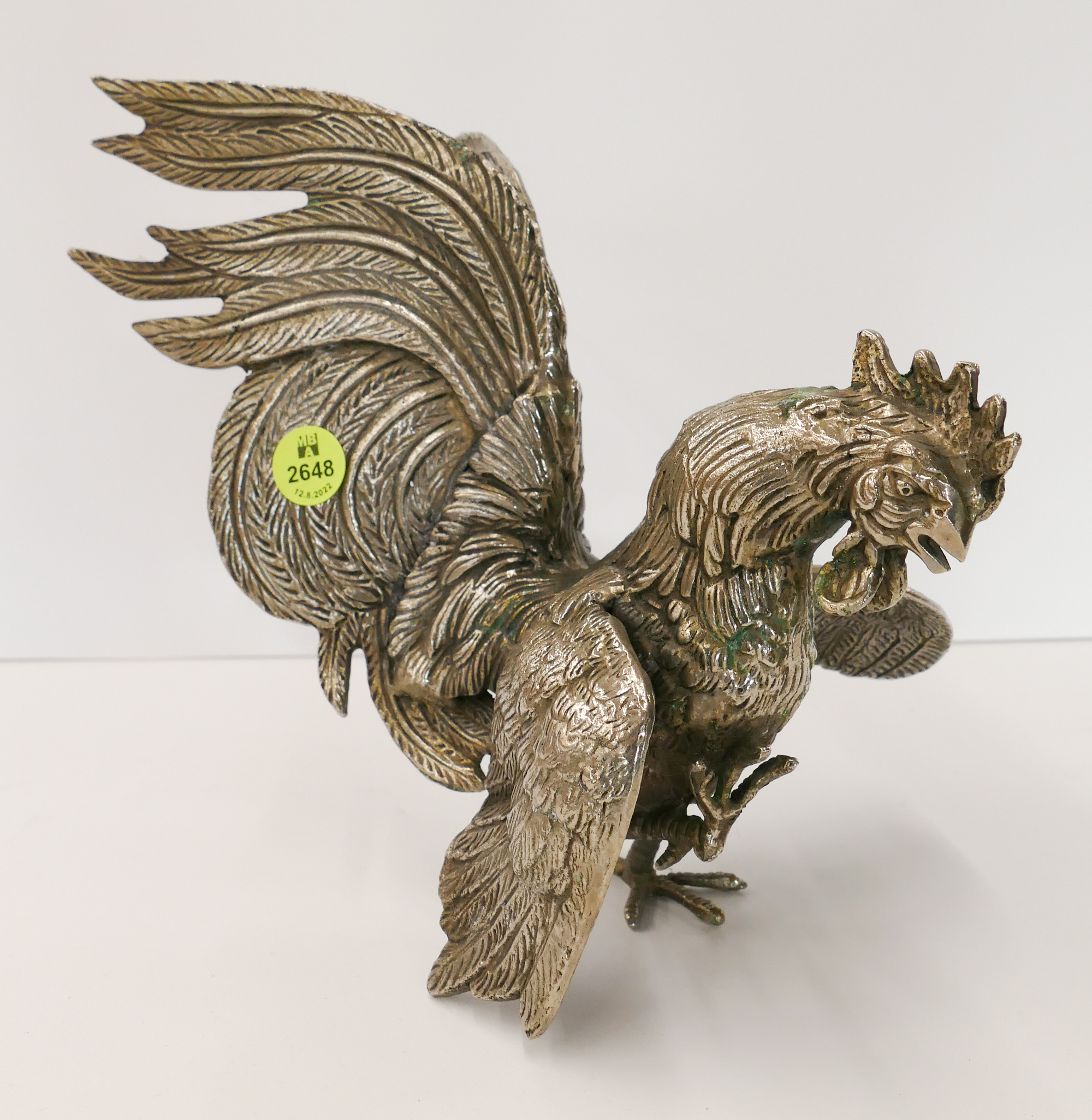 Appraisal: Silverplated Table Fighting Cock- ''