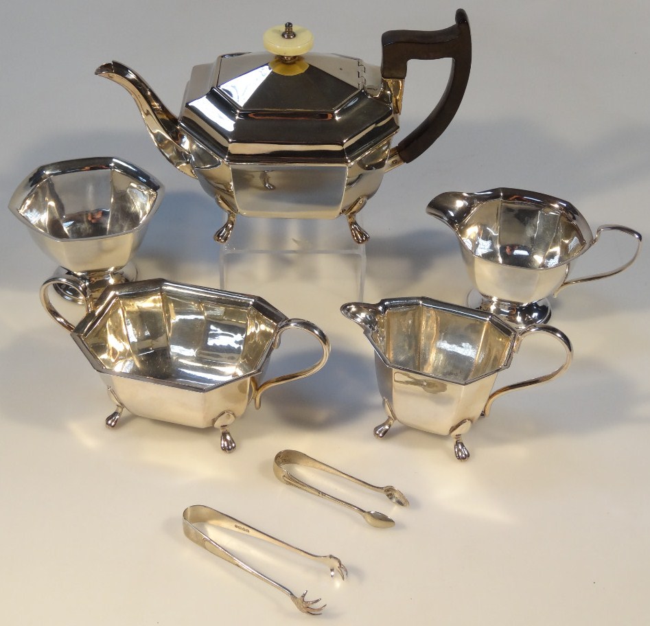 Appraisal: A mid- thC silver plated Art Deco tea service to