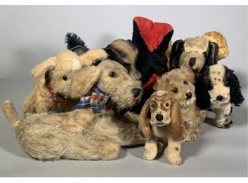 Appraisal: Nine stuffed vintage animals eight dogs and one lamb Most