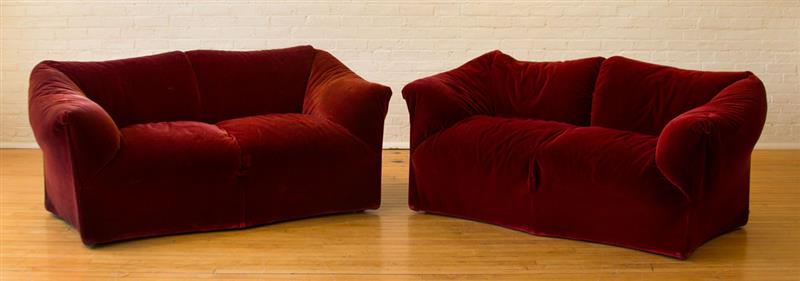 Appraisal: MARIO BELLINI B B ITALIA PAIR OF RED VELVET SOFAS