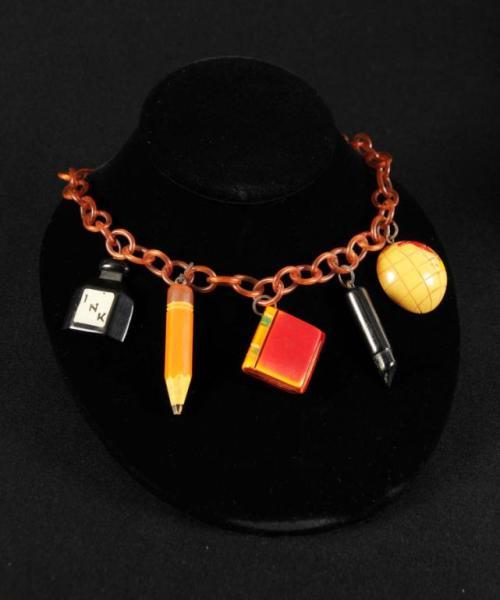 Appraisal: Bakelite School Charm Necklace Condition Excellent Size Largest Charm T