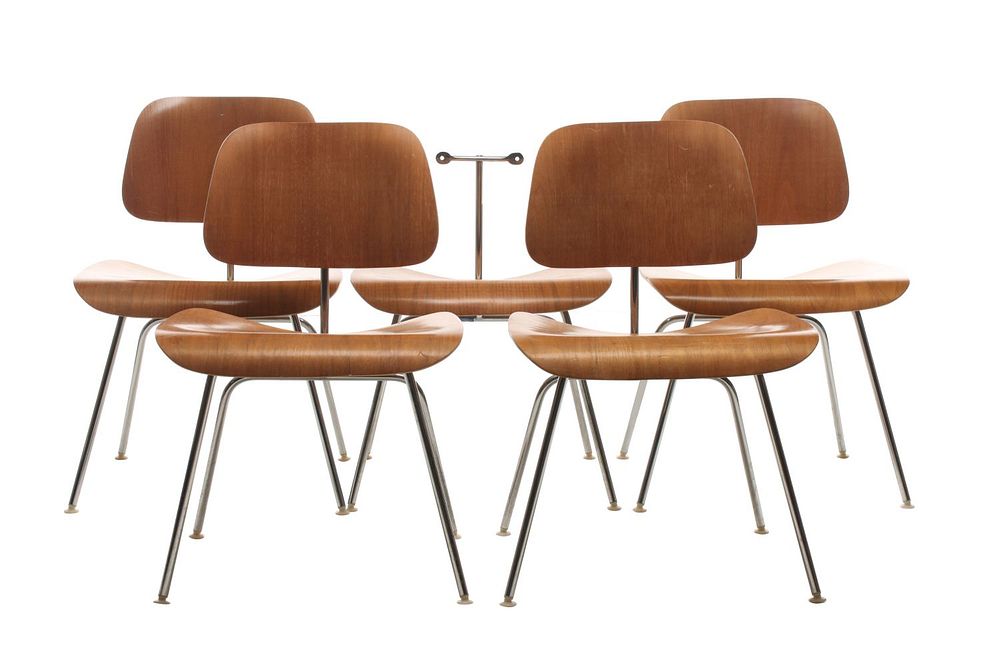 Appraisal: FOUR EAMES DCM MOLDED PLYWOOD CHAIRS FOR HERMAN MILLER The