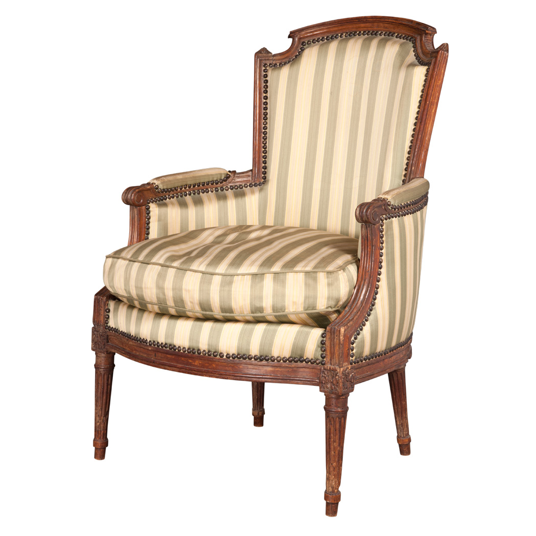 Appraisal: Louis XVI Beechwood Bergere en Cabriolet Last quarter of the