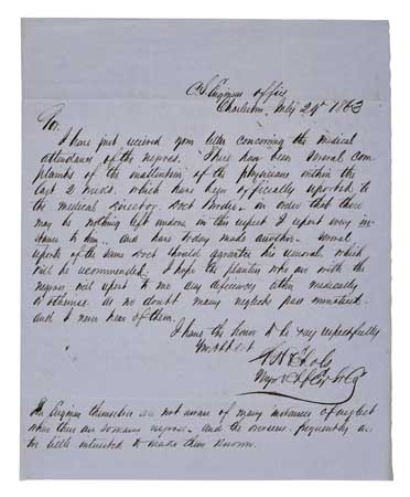 Appraisal: CONCERN FOR NEGROES WORKING FOR THE CONFEDERACY MILITARY Autograph Letter