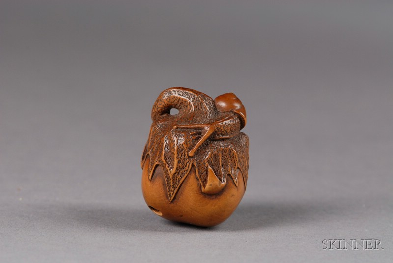 Appraisal: Boxwood Netsuke th century study of a snail and an