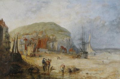 Appraisal: English School th Century View of a harbour with figures