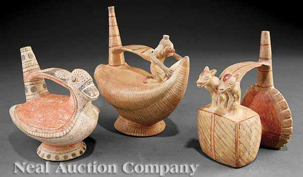 Appraisal: A Group of Three Pre-Columbian Lambayeque Painted Pottery Vessels Peru