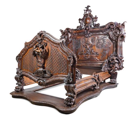 Appraisal: Sale Lot A Baroque Revival Carved Oak and Walnut Bed