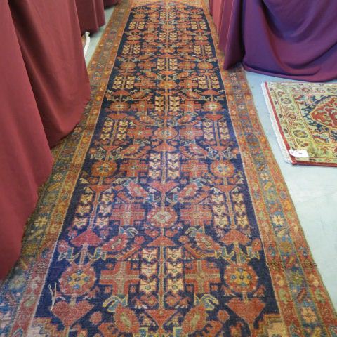 Appraisal: Malayer Persian Handmade Runner overall geometric designs on blue field