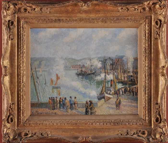 Appraisal: EUROPEAN SCHOOL DIEPPE HARBOR Oil on canvas x in bearing