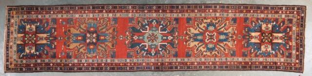 Appraisal: Unusual antique Karaja runner Persia circa approx x